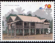 typical traditional house on stilts in Laos