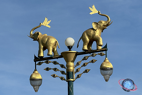 Elephants Holding Ears of Rice Street Lantern, Tha Chang, Amphur Meuang, Nakhon Nayok