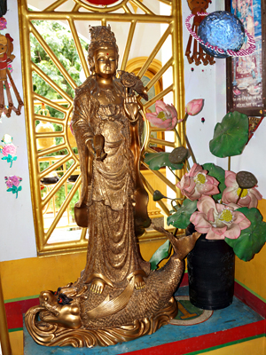 Kuan Yin on dragon-headed carp