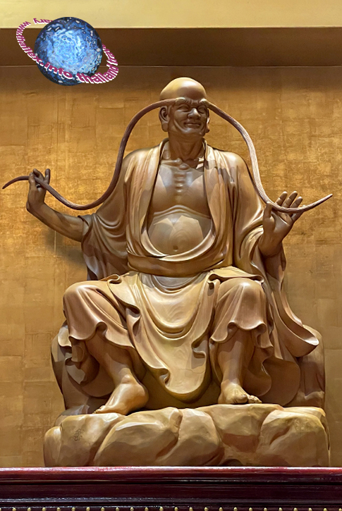 Wood Carved Statues of the Eighteen Arahats at Fo Guang Shan Thai Hua (Pindola Bharadvaja)